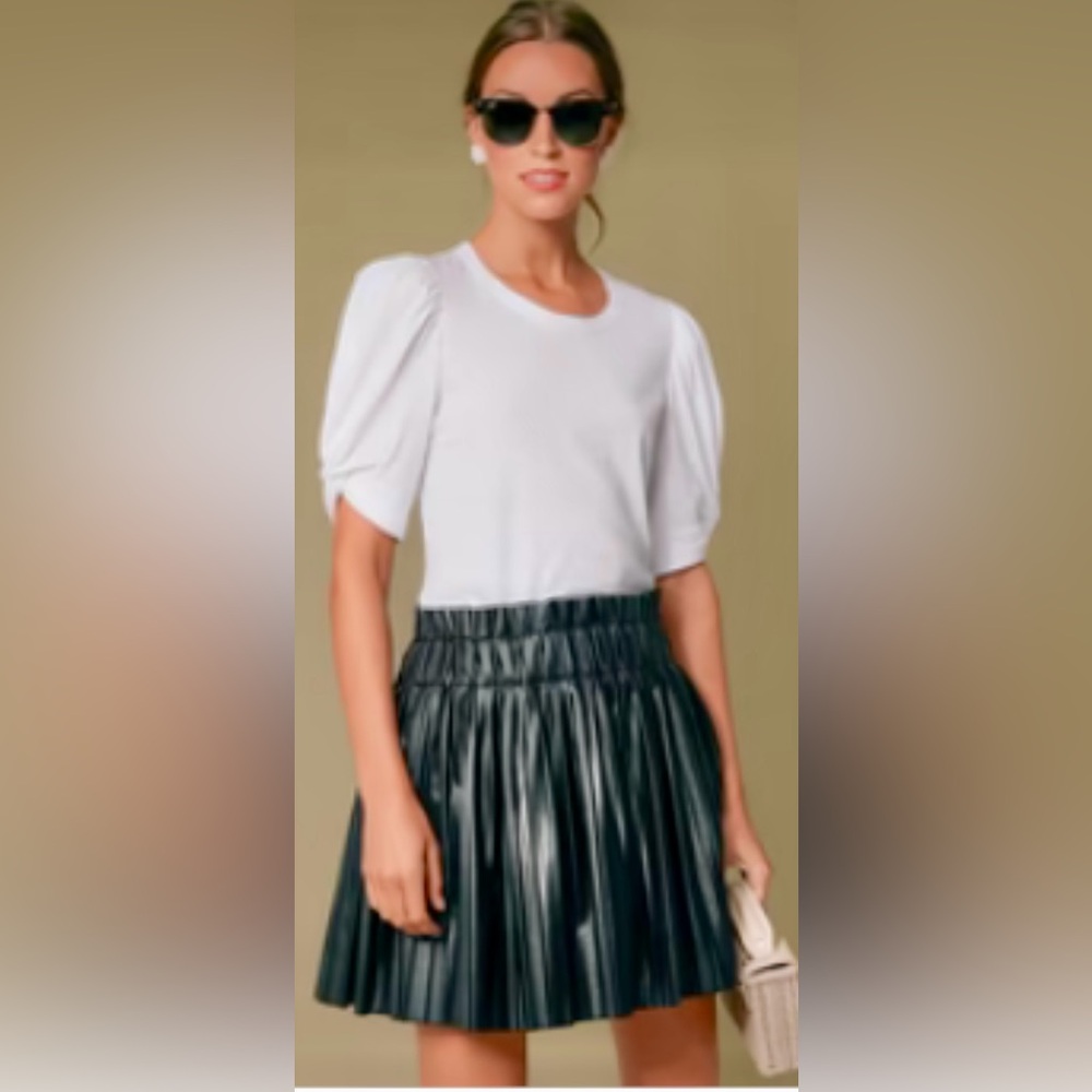 Pomander Place Black Leather Pleat Chelsea Skirt